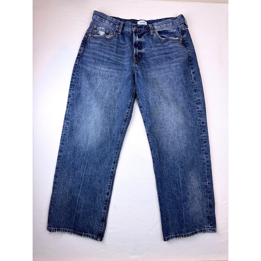 Pistola Men's 32 Relaxed Straight Leg Jeans 100% Cotton Distressed Denim